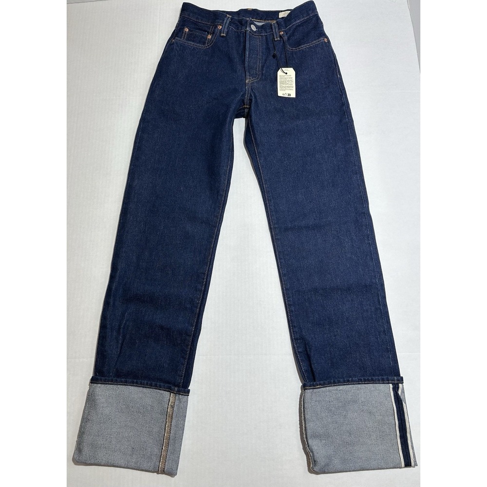 New Levi's 501 '90s Cuffed Selvedge Women's Jeans Rinsey Rinse Dark Wash 25x32